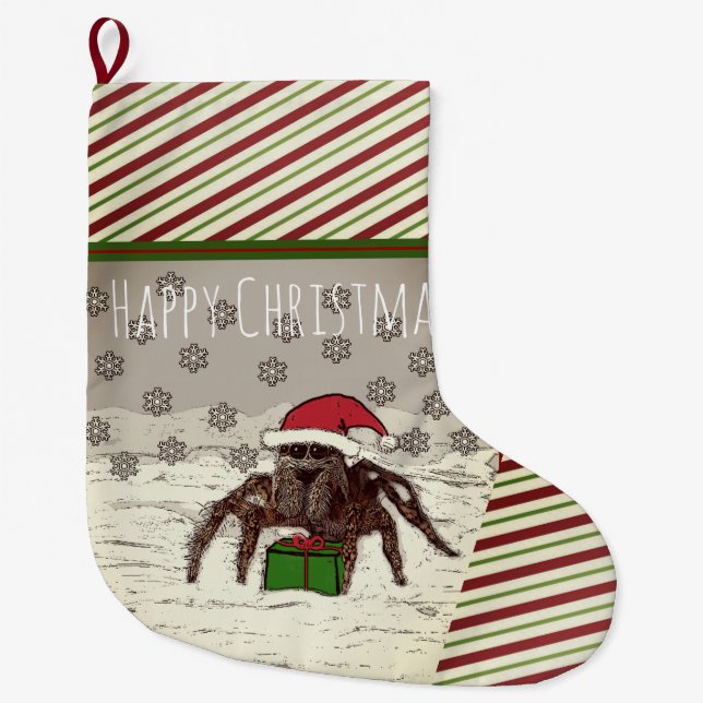 Happy Spider Personalised Christmas Stocking (Front)