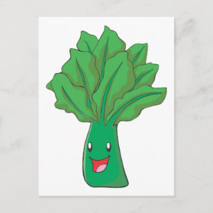 Happy Spinach Vegetable Cartoon Postcard