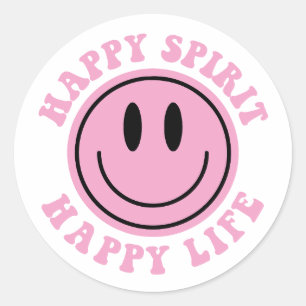 Happy Spirit Happy Life Classic Round Sticker
