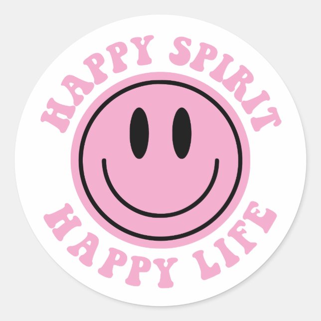 Happy Spirit Happy Life Classic Round Sticker (Front)