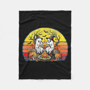 Happy Spooky Camping Crew Halloween Campfire Fleece Blanket