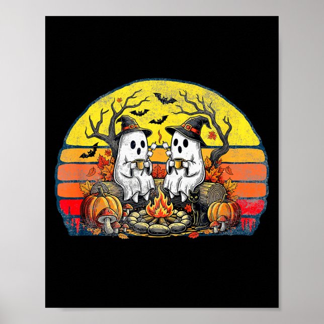Happy Spooky Camping Crew Halloween Campfire  Poster (Front)