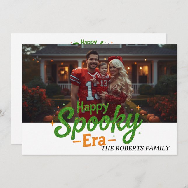 Happy Spooky era card, family photo halloween card (Front/Back)