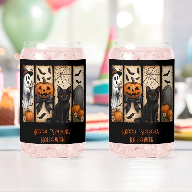 Happy Spooky Halloween Scenes Drinkware Set Can Glass (Insitu (Birthday))