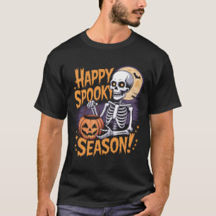 Happy Spooky Season Skeleton Art T-Shirt