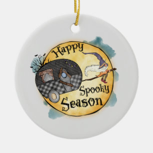 Happy Spooky Season Witch Camper Van Ceramic Tree Decoration