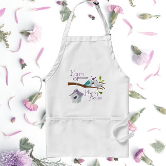 Happy Spouse Happy House Cartoon Love Birds Standard Apron