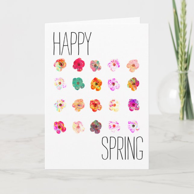 Happy Spring Bright Colourful Flowers Card (Front)