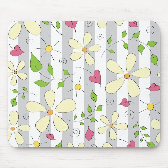 Happy spring chamomile daisy floral design mouse mat (Front)