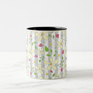 Happy spring chamomile daisy floral design  Two-Tone coffee mug