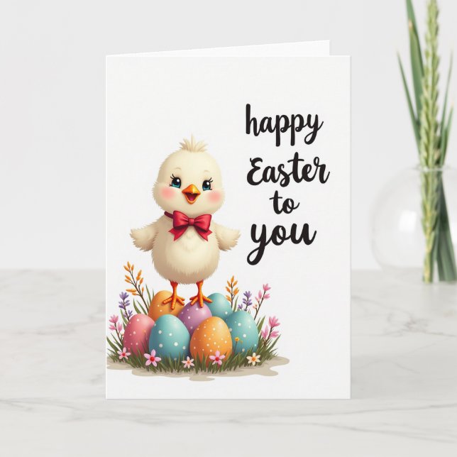 Happy Spring Chick Egg Card (Front)