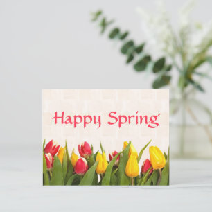 Happy Spring Colourful Tulips Postcard