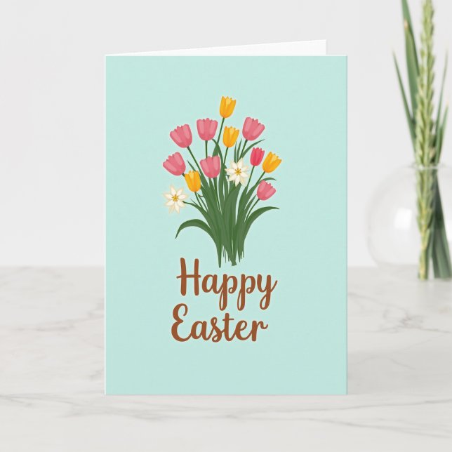 Happy Spring Flowers Easter Card (Front)