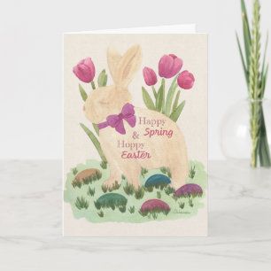 Happy Spring & Hoppy Easter Greeting Card with Gol