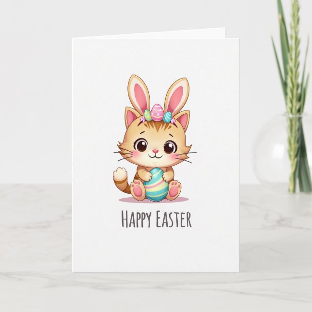 Happy Spring Kitten Easter Card (Front)