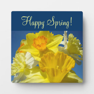 Happy Spring! plaques Yellow Daffodils Blue Sky