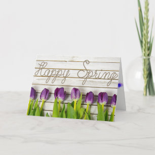 Happy Spring purple tulips Holiday Card