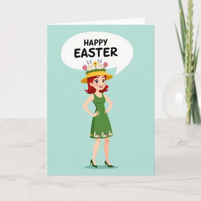 Happy Spring Woman Easter Card (Front)