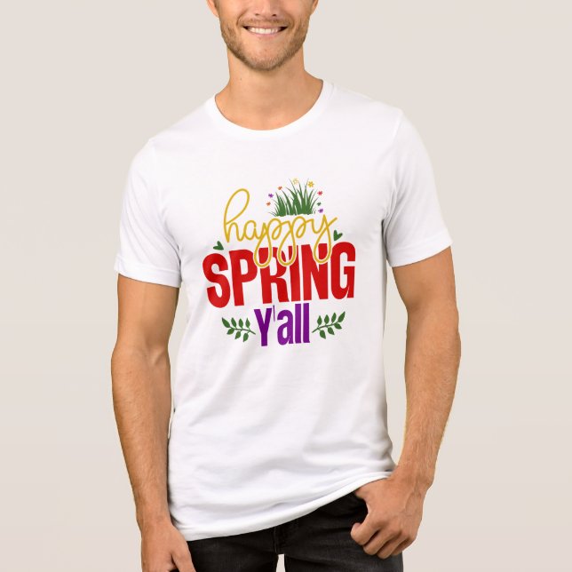 Happy Spring Y’all-90996 Tri-Blend Shirt (Front)