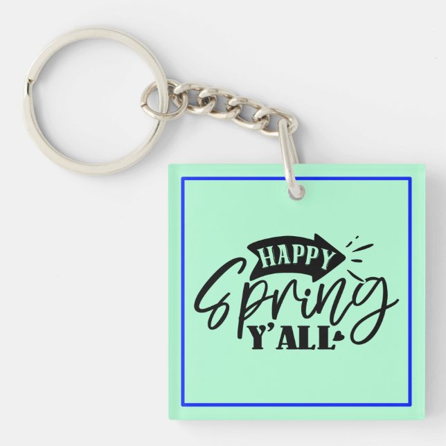 Happy Spring Y’all Typography Design-49765 Key Ring (Front)