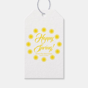 Happy Spring yellow sun border custom cheerful fun Gift Tags