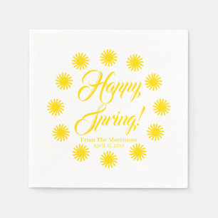 Happy Spring yellow sun border custom cheerful fun Napkin