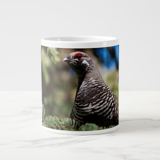 Happy Spruce Grouse Large Coffee Mug (Front)