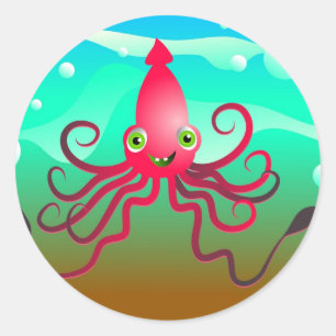 Happy Squid Classic Round Sticker