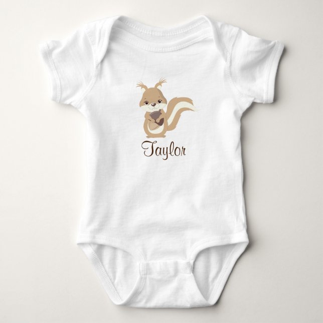 Happy Squirrel Baby Bodysuit (Front)