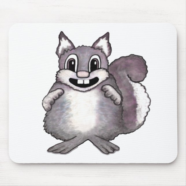 Happy Squirrel Cartoon Drawing  Mouse Mat (Front)