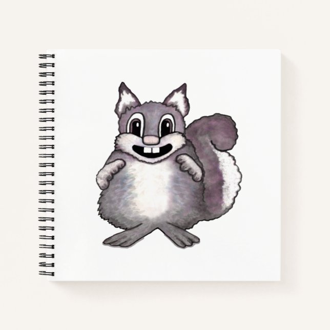 Happy Squirrel Cartoon Drawing  Notebook (Front)