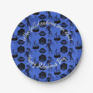 Happy St Andrew Day Haggis Bagpipe Nessie Small 7" Paper Plate