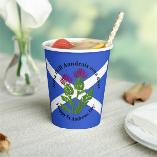 Happy St Andrews Day Flag Thistle Large Paper Cups