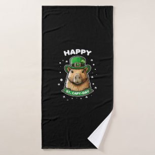 Happy St Capy-day St Patricks Day for Capybara Lov Bath Towel