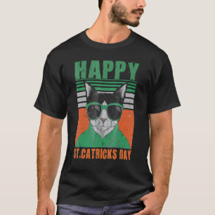 Happy St Cat Tricks Day Shamrock Hat Vintage T-Shirt