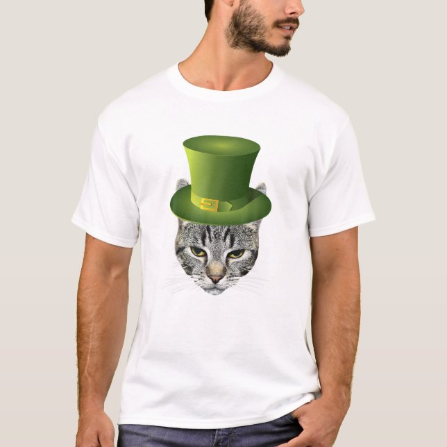 Happy St Catrick s Day St Patrick s Day Funny Cat  T-Shirt (Front)