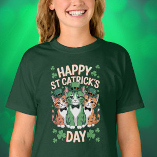 Happy St Catricks Day Cat Lover Womens Tee