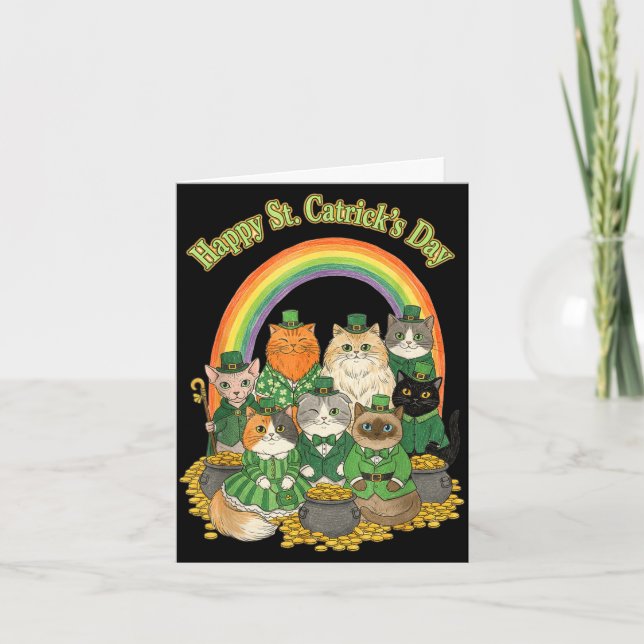 Happy st catricks day funny irish cat cute st card (Front)
