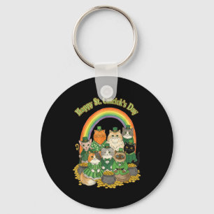 Happy st catricks day funny irish cat cute st key ring