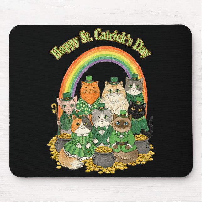 Happy st catricks day funny irish cat cute st mouse mat (Front)