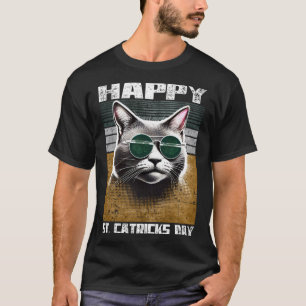 Happy St. Catricks Day Grey Cat Sunglasses Irish F T-Shirt