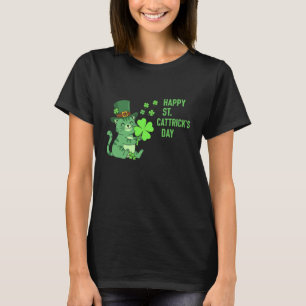 Happy St Cattrick's Day Lucky Irish Cat Shamrock L T-Shirt