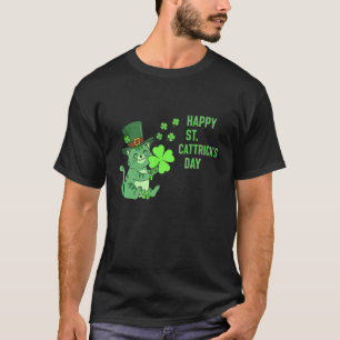 Happy St Cattrick's Day Lucky Irish Cat Shamrock L T-Shirt