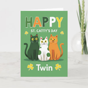 Happy St Cattys Day Twin Cats Card