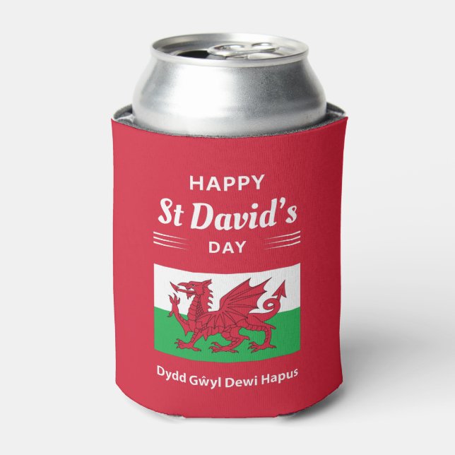 Happy St David's Day Dydd Gŵyl Dewi Hapus 2 Can Cooler (Can Front)