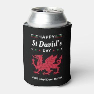 Happy St David's Day Dydd Gŵyl Dewi Hapus 3 Can Cooler