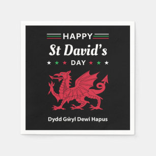 Happy St David's Day Dydd Gŵyl Dewi Hapus 3 Napkin