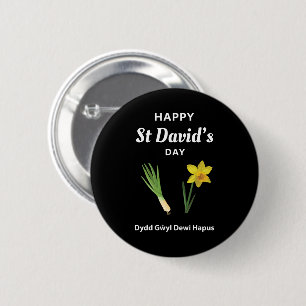 Happy St David's Day Dydd Gŵyl Dewi Hapus 4 6 Cm Round Badge
