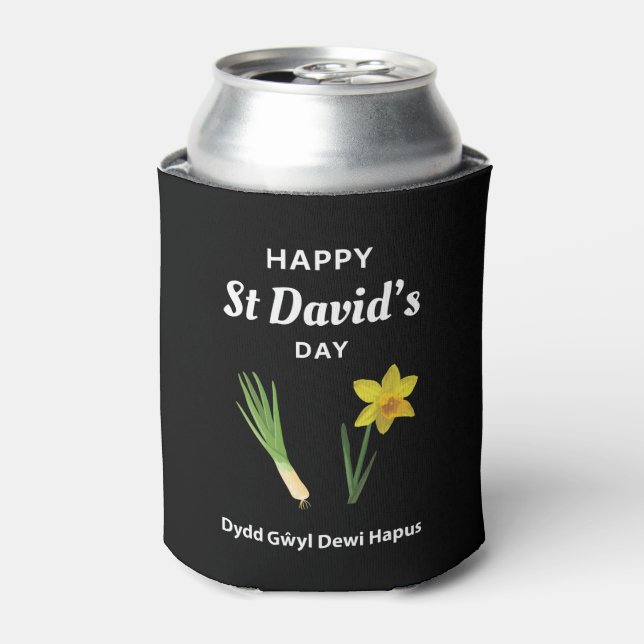 Happy St David's Day Dydd Gŵyl Dewi Hapus 4 Can Cooler (Can Front)