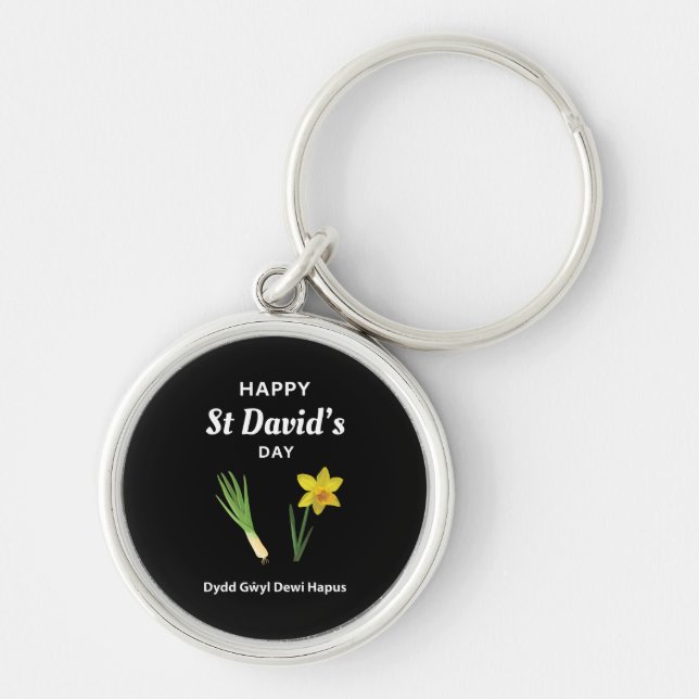 Happy St David's Day Dydd Gŵyl Dewi Hapus 4 Key Ring (Front)